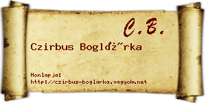 Czirbus Boglárka névjegykártya